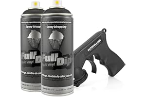 AutoFullCar Full Dip Pack 2 Sprays Vinilo Líquido REGALO Adaptador Spray (Negro Metalizado)