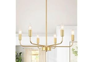 ‎LWYTJO LWYTJO Kronleuchter Gold 6 Flammig, Kronleuchter Modern Hängelampe, Deckenlampe Hängend Pendelleuchte Gold, Wohnzimmerlampe Hängend Vintage für Schlafzimmer Esszimmer Küche Flur