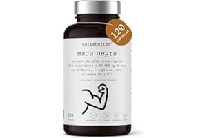 NUTRABETTER Maca Negra Andina Pura 32.000mg Ultraconcentrada 20:1| + Tribulus Terrestris, L-Arginina, Zinc, Vitaminas B6 y B12| Potencia Energía y Vitalidad Íntima| Mejora Rendimiento y Memoria| 120 cápsulas