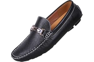 rismart Herren Schlüpfen Fahrendes Auto Wohnungen Schnalle Leder Slipper Mokassins