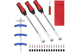 VonLux Reifenheber Reifen Montiereisen 39tlg, Reifenheber Montierhebel Werkzeug, mit Reifen Hebel Werkzeug Löffel, Rad Felge Protektoren Tool, Reifenventilkappen, für Motorrad Fahrrad Reifen