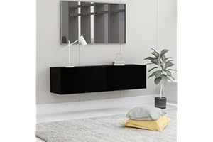 Homgoday Mobile TV a Parete Nero, Mobile Porta TV Mobiletto Basso per TV per Tavolino da Salotto Industriale Supporto TV Soggiorno Comodino Credenza 120x30x30cm Legno Ingegnerizzato