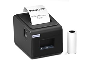 BORN4SHIP Bondrucker 80mm, V330M Thermodrucker Belegdrucker 260mm/s Quittungsdrucker Auto-Cut Kassenschublade mit USB Serial LAN Port, Restaurant-Küchendrucker für ESC/POS