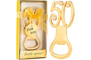 DADEA 36 abridores de botellas dorados para fiesta de cumpleaños número 50, regalos de 50 aniversario para invitados, abrebotellas de cerveza para fiesta de cumpleaños, regalos de recuerdo (50, 36