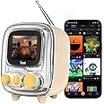 Divoom Tiivoo-2 Pixel Art Mini TV Retro Bluetooth Speaker,Smart Alarm Clocks with Dynamic Dials,White Noise Machine,Cute Decor for Bedroom,Bedside Desk,Kitchen,Living Room,Beige