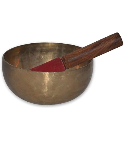 Bol Chantant Tibétain Fait Main Népal - Pleine Lune, Cuivre, Maillet Et Coussin Inclus - Pour Méditation, Yoga, Thérapie Sonore - 6
