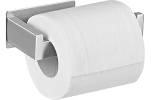Aikzik Toilet Roll Holder Wall Mounted, Self Adhesive Toilet Paper Holder, Stick on Wall Stainless Steel for Bathroom&Kitchen - No Drilling, Waterproof