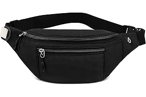 Energather Torba na pasek, wodoszczelna saszetka na pasek, wiele kieszeni, Fanny Pack saszetka biodrowa dla mężczyzn i kobiet, torba na brzuch, męska na zakupy, spacery, wędrówki, jazdę konną, czarny,