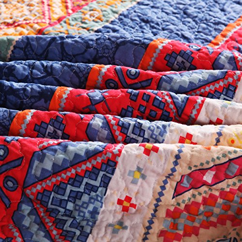 Exclusivo Mezcla Reversible 125 x 150 cm Baumwolle Modischer Bohemian-Stil Steppdecke Kuscheldecke Sofaüberwurf Tagesdecke Wohndecke Sofa Bett Decke (Typ 3) - 3