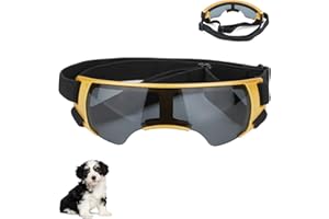 WEEVDRIE Dog Goggles,Dog Sunglasses,Sunglasses for Small and Medium Dogs,Eye Protection Puppy Glasses,Anti-UV Dog Sunglasses,Waterproof Windproof Pet Goggles,for Driving/Outdoor Activities(Gold)