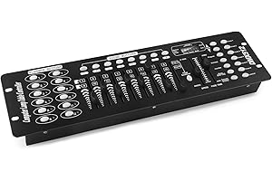 GDJRTTK DMX Controlador, Controlador de Luz DMX512 192 Canales, Controlador de Consola de Mezclador de Iluminación de Cabeza Móvil y Luz de Fiesta LED para espectáculo de Luz, Bar Disco, Caja de Noche, Bar DJ