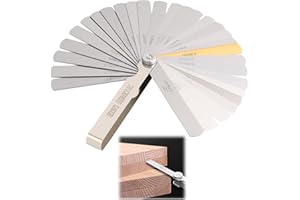 RIYBYDS Juego de Galgas de Espesores de Acero Inoxidable,Set de 32 Láminas,Herramienta Plegable para Medición de Precisión en Motores, Amortiguadores y Mantenimiento de Instrumentos Musicales