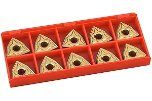 SHARAINN CNC Carbide Blade, 10PCS Coated CNC Inserts Carbide Insert Blade Lathe Turning Tool WNMG 432/WNMG0804 with Storage Box