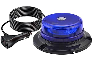 AUTOUTLET 36 LED 18W Luce Stroboscopica,Faro Rotante con con Base Magnetica e Cavo di 5 Metri,9 Modalità Lampeggianti,per Trattore Camion Auto(Blu)