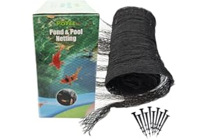 POYEE Filet pour Bassin 3x3m - Filet de Protection pour Étang, Protège Les Poissons Koï des Oiseaux, Chats et Prédateurs avec Piquets, Filet Anti Oiseaux
