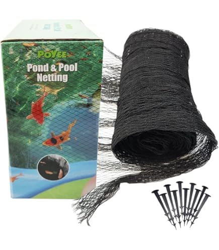 Rete Copri Laghetto 10x15 M - Maglia 2x2 Cm, Nero, Con 32 Picchetti - Protezione Foglie E Predatori