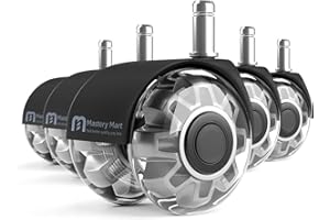 Mastery Mart Bürostuhl Rollen 11mm, Leises Gummirollen Schützt Hartböden vor Kratzern und Beschädigungen, Nie Wieder Bodenschutzmatte, 5er Set Rollen für Bürostühle (Grau, PASST NICHT für 10mm Stift).