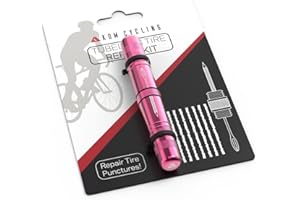 KOM Cycling Tubeless Tyre Repair Kit for Bikes – 8 Colors! Fixes Mountain Bike and Road Bicycle Tyre Punctures – Includes Tyre Repair Fork and Reamer, 8 Bacon Strips. Tubeless Repair Made Easy