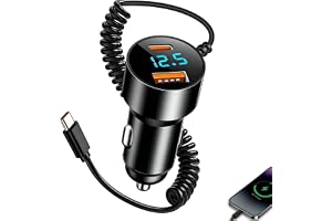 Billaddare 100 W, snabbladdning, 12 V/24 V, med spiralkabel, bilcigarettändare, snabbladdning, 2 portar QC3.0 PD, 30 W, för iPhone/Samsung/Xiaomi/Huawei/Android-telefoner
