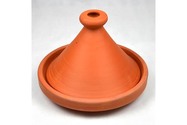 Grand plat à tajine marocain en terre cuite, non émaillé, diamètre 35 cm, pour 6 à 8 personnes, original du Maroc