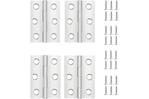 SUFUNE 4 Pièces Charniere Porte,Charniere Inox,Charnière Invisible,Charnière plate,Porte Placard/Petites Portes/Tiroirs/Fenêtres/Pianos/Coffret à Bijoux Armoires de Quincaillerie de Meubles de Maison