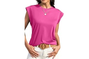 PANOZON Mujer Camisetas sin Mangas Camiseta de Manga Corta de Rayas Lisas Cuello Redondo sin Mangas Top básico Informal Corte Holgado