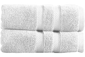 Christy Chroma Hand Towels Set | Set of 2 | Highly Absorbent Heavyweight 675GSM | Bold and Bright | Soft Velvety Smooth Bathroom Shower Towels | 100% Cotton | White