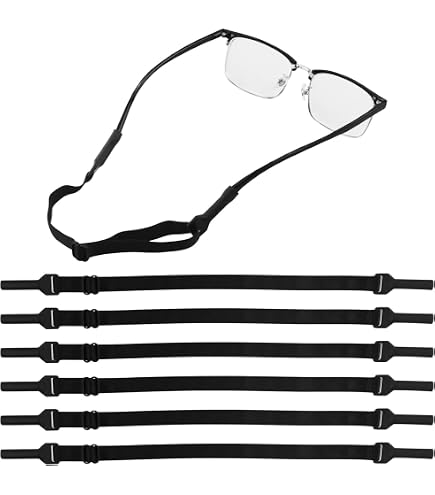 4 Cinturini Antiscivolo Per Occhiali - Regolabili 23-40 Cm, Design Senza Coda, In Poliestere Morbido, Per Adulti E Bambini, Nero