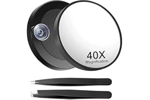 CHUMHU 40x Magnifying Mirror, Magnifying Mirror 40x With Stand, Magnify ing Mi rror With 2 Tweezers, 40 X Magnif ying Mirr or, Magnifyi ng Suction Cup Mi rror, Magnif ying Mirr or With Suction Cups