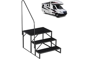 FRUYYZL Scaletta 3 Gradini per Camper, Scala Gradiniper Vasca Idromassaggio con Corrimano, Scaletto Portatile per Rimorchi da Viaggio, Scaletto Esterni, Piscina, Casa Mobile e Portico