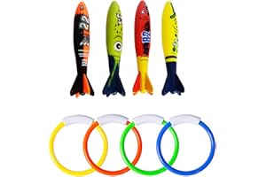 TOPWAYS® Podwodny zestaw zabawek, pierścienie do nurkowania, kijki, torpeda do pływania, podwodnego treningu basenowego