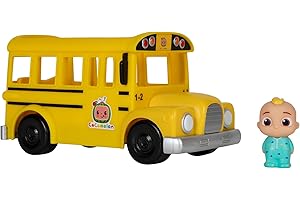 Bandai CoComelon - Bus Scolaire Musical Jaune - véhicule Qui Joue la Chanson The Wheels on The Bus et sa Figurine JJ - CMW0015