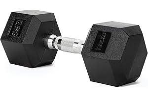 TREXO Haltère hexagonal durable en fer moulé caoutchouté pour la musculation à la maison avec poignée ergonomique stable et polyvalent