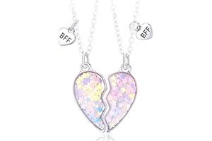 Cosysparks Naszyjnik dla najlepszego przyjaciela, naszyjniki przyjaźni dla 2 dziewcząt, siostra, naszyjnik, pasujący wisiorek w kształcie serca, zestaw naszyjników BFF, dla kobiet, ukończenie szkoły,