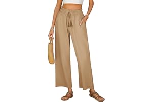 Yuson Girl Pantaloni Donna Estivi Leggeri Pantaloni Tuta Tinta Unita Pantaloni Lino Donna Pantaloni con Coulisse Pants Pantaloni in Cotone e Lino con Tasche