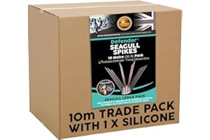 Defender Bird Spikes | Seagull Deterrent Spikes | 10 Metre Pack | Includes Defender Fixing Silicone