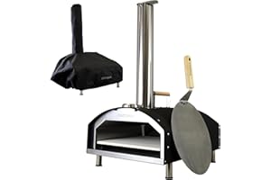 Statesman SKPO0W13SS Tabletop Wood Fire Pizza Oven with 13" Pizza Stone, Perfect for Pizzas, Smoked Meat, Fish & Vegetables, Pellet Fuelled Oven, Pizza Shovel & Cover Included