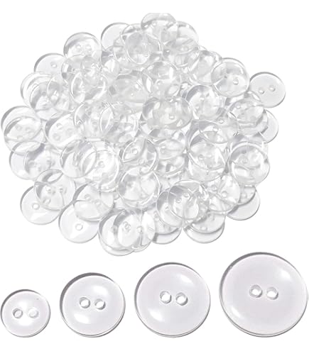JRYXDS Transparente Knöpfe 15mm - 50 Stück Mit 2 Löchern Für Nähen & DIY
