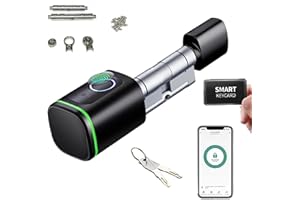 RATSTONE Elektronisches Türschloss,Fingerprint Haustür,Biotech Fingerabdruck-Schließzylinder,IP65,Mit RFID-Karte,Mit Bluetooth,Geeignet Für Türen Von 35-60mm(schwarz)