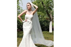 SINLOV 1-Tier velo da sposa Taglio Bordo 118" velo da sposa morbido in tulle con pettine lungo velo Cattedrale per le spose (bianco)