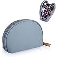 Hekyip (Grey-blue) - Half Moon Cosmetic Beauty Bag for Purse Travel Handy Makeup Pouch for Women Girls (Grey-blue)