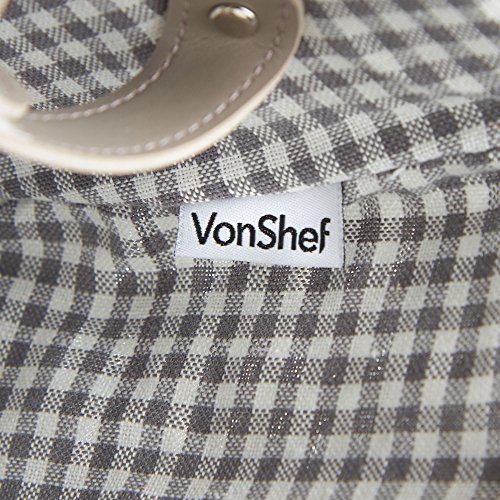 VonShef Deluxe 4 Personen Traditioneller Weidenkorb Picknickkorb mit Besteck, Tellern, Gläsern, Geschirr & Vliesdecke – Grauer Gingham - 6