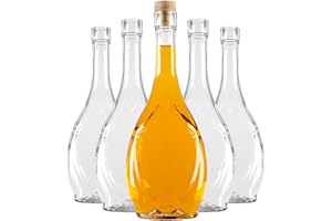 SUPERBUTELKI.PL Botellas de cristal 500 ml – botellas de vino vacías 5 unidades – Botella de cristal con corcho – Botella de cristal Icona – Botellas para rellenar