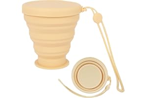 KufaerBeam 200ml Bicchiere Pieghevole da Viaggio, Bicchiere Pieghevole Silicone con Coperchio, Riutilizzabile Bicchiere Pieghevole in Silicone Alimentare, Adatto per Viaggi Picnic Sport Campeggio Ecc