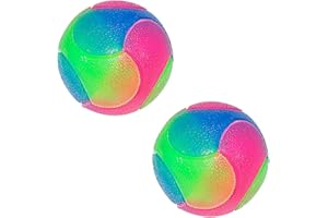 Rolin Roly Balle de Chien LED Balle Jouet pour Chien Balle Lumineuse Rebondissante Interactive avec Clignotant élastique Dog Ball Jouet pour Chien à Paillettes (2PK Smooth Ball)