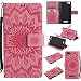 Produktbild Lenny 2 hülle,Wiko Lenny 2 Handyhülle,Wiko Lenny 2 Leder Wallet Tasche Brieftasche Schutzhülle ,Lonchee Sonnenblumen geprägten Muster Design Hochwertige PU Leder Folio Tasche Case Hülle im Bookstyle mit Standfunktion Kredit Kartenfächer (rosa)