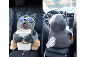 GUSHE Plush Dog Car Tissue Box, Tier-Taschentuchhalter für Auto, Auto Plüsch Taschentuchbox, Niedliche Cartoon-Taschentuchspender-Automülltonnen 2-In-1, Kreative Auto-Armlehnen-Aufbewahrungsbox (A)