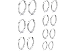 Mochity 3-7 paires Boucles d'Oreilles Créoles Argent Or, Hypoallergénique Boucles D'Oreilles Plaqué Or 14k, Creoles Acier Inoxydable, Boucles d'Oreilles Femme Homme