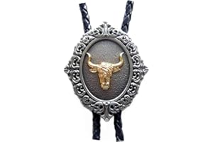 Piratenladen Bolo Tie Western Bulle, mit echter Goldauflage, Western, Bolotie