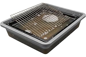 Optimal Products Large Oven Rack & Grill Soaking Cleaning Tray Industrial Grade Polypropylene 55 x 40 cm UK (Black)